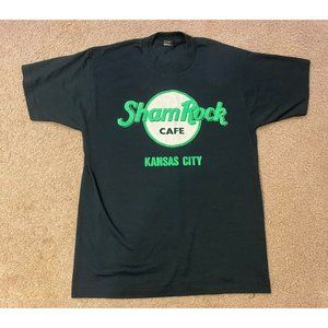 Vtg ShamRock Cafe  Kansas City Black T-Shirt Mens L Single Stitch Screen Stars
